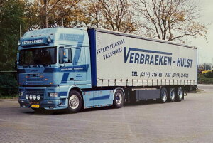 WSI MODELS 1/50 Verbraeken DAF 95XF SUPER SPACE CAB 4X2 CURTAINSIDE TRAILER - 3 AXLEy01-4742z ~jJ[