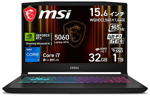 MSIbGGXAC Q[~Om[gp\R Katana 15 HX B14Wi15.6^/Windows 11 Home/Core i7 14650HX/ 32GB/SSD 1TB/GeForce RTX 5060/{zL[{[hjubN Katana-15-HX-B14WFK-3259JP