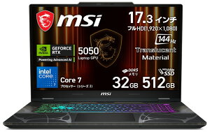MSIbGGXAC Q[~Om[gp\R Cyborg 17 B2RWi17.3^/Windows 11 Home/Core 7 240H/ 32GB/SSD 512GB/GeForce RTX 5050/{zL[{[hjIfbZCOC  XPg Cyborg-17-B2RWEKG-665