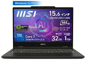 MSIbGGXAC Q[~Om[gp\R VenturePro 15 A2RWi15.6^/Windows 11 Pro/Core 7 240H/ 32GB/SSD 1TB/GeForce RTX 5060/{zL[{[hj\bhOC VenturePro-15-A2RWFG-0861JP