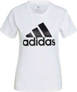 ADJ-46361-GL0649-J/L アディダス レディース エッセンシャルズ ロゴ 半袖Tシャツ（ホワイト/ブラック・サイズ：J/L） adidas