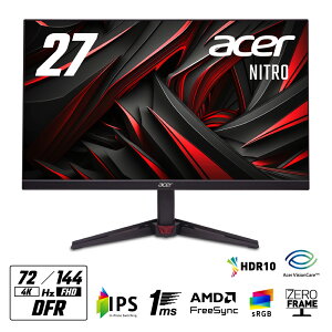 AcerbGCT[ Q[~OtfBXvC(27^/IPS/4K UHD 3840×2160/144Hz/1ms/HDR10/HDMI2.0/DP1.2/VESA/3Nۏ)(ubN) NITRO VG270KL1BMIIPX