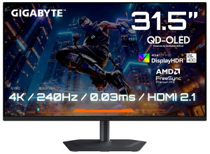 GIGABYTEbMKoCg Q[~OtfBXvC(31.5^/OLED/4K UHD 3840×2160/240Hz/0.03ms/HDR400/HDMI2.1/DP1.4/USB TYPE-C/VESA/3Nۏ)(ubN) MO32U2