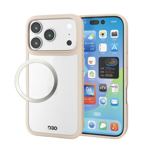 エレコム iPhone17 Pro ハイブリッドケース D3O フレームカラー メタルステッカー付(ベージュ) PM-A25CD3OFCBE
