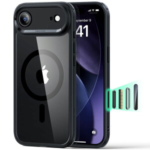ESR iPhone Air�p MagSafe�Ή� �J�����R���g���[���t��Classic�n�C�u���b�h�}�O�l�b�g�P�[�X�iClear Black�j Classic Hybrid Magnetic Case (Camera Control) 1A86200301
