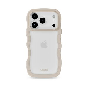 Holdit�i�z�[���f�B�b�g�j iPhone 17 Pro�p Wavy Case �w�ʃN���A�ϏՌ��P�[�X�iLight Beige/Transparent�j 16832(HOLDIT)
