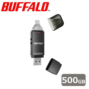 obt@[bBUFFALO USB 3.2(Gen2) Type-C/Type-AΉ XeBbN^SSD ^Cv 500GBiubNj SSD-SDHU3V[Y SSD-SDH500U3-BA