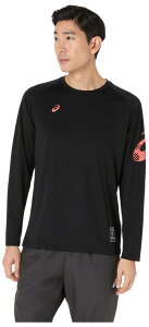 アシックス メンズ ドライ長袖シャツ(パフォーマンスブラック×フラッシュコーラル・サイズ:M) 2031F161-002-M asics