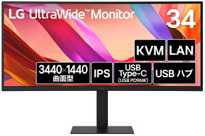 LGGNgjNXbGW[ tfBXvC(34^/Ȗʌ^/IPS/UWQHD 3440×1440/100Hz/5ms/HDR10/HDMI/DP1.4/USB Type-C/VESA/3Nۏ؁EP_ۏ) 34U650A-B