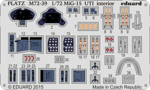 プラッツ 【再生産】1/72 MiG-15 UTI(複座型)用 エッチングパーツ(内装用)【M72-39】 ディテールアップパーツ