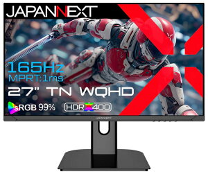 JAPANNEXT�b�W���p���l�N�X�g �Q�[�~���O�t���f�B�X�v���C(27�^/TN/WQHD 2560×1440/165Hz/1ms/HDR400/HDMI2.0/DP1.4/VESA/PIP�EPBP�Ή�)(�u���b�N) JN-T27G165Q