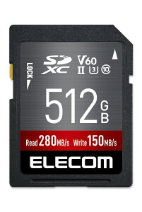 GRbELECOM SDJ[h SDXC 512GB Class10 UHS-II U3 V60 ő]x280MB/s h IPX7 4KɍœK f[^T[rXt SD J[h MF-FS512GU23V6R