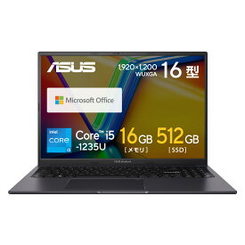 ASUS（エイスース） 16型ノートパソコン　ASUS Vivobook 16X K3604ZA（Core i5/ メモリ 16GB / SSD 512GB / Microsoft Office Home and Business 2021）インディーブラック K3604ZA-MB034WS