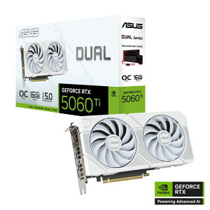 ASUSbGCX[X NVIDIA GeForce RTX 5060 Ti zCgJ[fAt@ I[o[NbN OtBbN{[h DUAL-RTX5060TI-O16G-WHITE