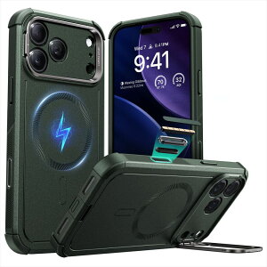 ESR iPhone 17 Pro Max�p �������MagSafe���ɕی� �B��X�^���h �J�����R���g���[���t�� Cyber�^�t�P�[�X�iOliveGreen�j 1A88200401