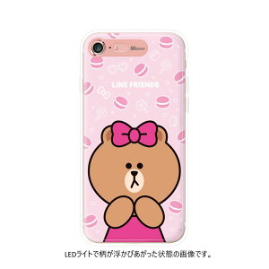 LINE FRIENDS iPhone SE(第3/2世代)/8/7用 ハイブリッドケース LINE FRIENDS LIGHT UP CASE(チョコマカロン) KCL-LCH002