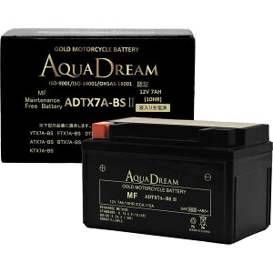 AQUA DREAM �o�C�N�p�o�b�e���[�@GOLD Motorcycle Battery[�����i�Ɠ����w���s��] (��Ȍ݊��o�b�e���[�FYTX7A-BS/FTX7A-BS) �t���[�d�ς� ADTX7A-BSII �A�N�A�h���[���@�A�N�A�h���[���S�[���h