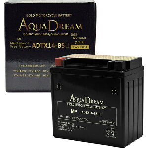 AQUA DREAM �o�C�N�p�o�b�e���[�@GOLD Motorcycle Battery[�����i�Ɠ����w���s��] (��Ȍ݊��o�b�e���[�FYTX14-BS/FTX14-BS) �t���[�d�ς� ADTX14-BSII �A�N�A�h���[���@�A�N�A�h���[���S�[���h