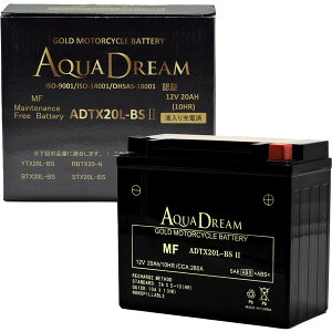AQUA DREAM �o�C�N�p�o�b�e���[�@GOLD Motorcycle Battery[�����i�Ɠ����w���s��] (��Ȍ݊��o�b�e���[�FYTX20L-BS) �t���[�d�ς� ADTX20L-BSII �A�N�A�h���[���@�A�N�A�h���[���S�[���h