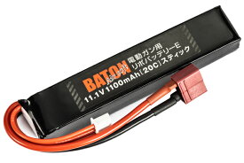 BATON BATON airsoft 電動ガン用リポバッテリー 11.1v1100mAh [ 40C - 20C ] ショートスティック・Tコネクター エアガン