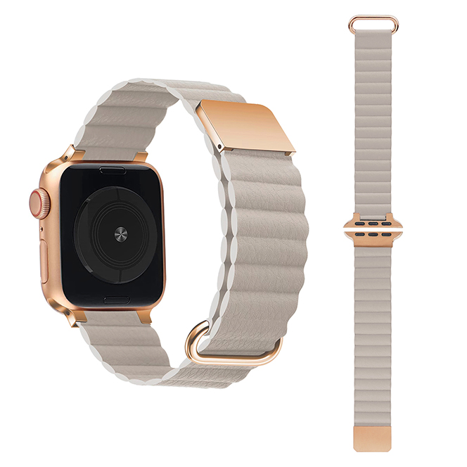 GAACAL（ガーカル） Apple Watch 1-8 SE1-2  マグネット式PUレザーバンド（ライトグレー）  W00186LGA