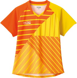 TSP-612112-2000-S ヴィクタス 卓球 スイッチングライン レディース ゲームシャツ（オレンジ・サイズ：S） VICTAS