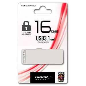 HIDISC �p�X���[�h���b�N�@�\�t�� USB3.1Gen1 �X���C�h�� USB�t���b�V�������� 16GB�i�z���C�g�j HDUF127S16GML3
