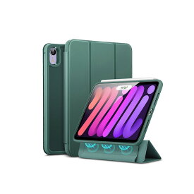 ESR iPad mini（第6世代）用 2WAYフリップ付 耐衝撃ケース（Frosted Green） ES22023FGR