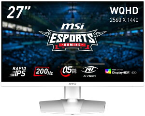 MSI�b�G���G�X�A�C �Q�[�~���O�t���f�B�X�v���C(27�^/RAPID IPS/WQHD 2560×1440/200Hz/0.5ms/HDR400/HDMI2.0b/DP1.4a/VESA/PIP�EPBP�Ή�/3�N�ۏ�)(�z���C�g) MAG�V���[�Y MAG274QRFWE20
