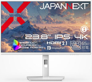 JAPANNEXT�b�W���p���l�N�X�g �t���f�B�X�v���C(23.8�^/IPS(ADS)/4K UHD 3840×2160/60Hz/8ms/HDR/HDMI2.1/DP1.4/USB TYPE-C/VESA/PIP�EPBP�Ή�)(�z���C�g) JN-IPS238U-HSPC6-W