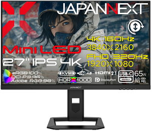 JAPANNEXT�b�W���p���l�N�X�g �Q�[�~���O�t���f�B�X�v���C(27�^/IPS(AHVA)/4K 3840×2160/320Hz/1ms/HDR1000/HDMI2.1/DP1.4/USB TYPE-C/VESA/PIP�EPBP�Ή�)(�u���b�N) JN-IPSM27G1632UF-HSP
