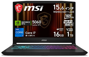 MSI�b�G���G�X�A�C �Q�[�~���O�m�[�g�p�\�R�� Katana 15 HX B14W�i15.6�^/Windows 11 Home/Core i7 14650HX/������ 16GB/SSD 1TB/GeForce RTX 5060/���{��z��L�[�{�[�h�j�u���b�N Katana-15-HX-B14WFK-3269JP