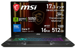 MSI�b�G���G�X�A�C �Q�[�~���O�m�[�g�p�\�R�� Cyborg 17 B2RW�i17.3�^/Windows 11 Home/Core 7 240H/������ 16GB/SSD 512GB/GeForce RTX 5050/���{��z��L�[�{�[�h�j�I�f�b�Z�C�O���C �� �X�P���g�� Cyborg-17-B2RWEKG-666