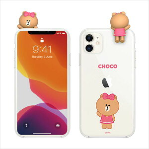 LINE FRIENDS iPhone 12 mini�p �t�B�M���A�t���\�t�g�N���A�P�[�X�iSIGNATURE CHOCO�j KCE-CSB032