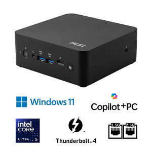 MSI�b�G���G�X�A�C �����^ �f�X�N�g�b�v�p�\�R�� Cubi NUC AI+ 2MG (Windows 11 Pro/Core Ultra 5 226V/������ 16GB/SSD 512GB/VESA) Cubi NUC AI+ 2MG �V���[�Y CUBI-NUC-AI+2MG-044