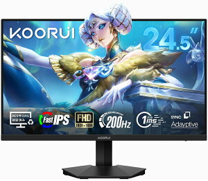 KOORUI�b�N�[���C �Q�[�~���O�t���f�B�X�v���C(24.5�^/Fast IPS/FullHD 1920×1080/200Hz/1ms/HDR400/HDMI2.0/DP1.4/VESA)(�u���b�N) G2511P
