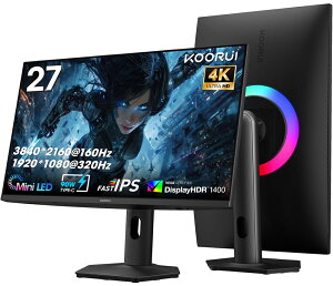 KOORUI�b�N�[���C �Q�[�~���O�t���f�B�X�v���C(27�^/Fast IPS/4K UHD 3840×2160/320Hz/1ms/HDR1400/HDMI2.1/DP1.4/USB Type-C/VESA)(�u���b�N) 2741LM