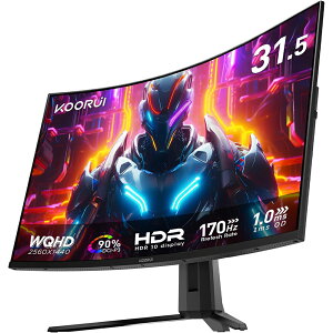 KOORUI�b�N�[���C �Q�[�~���O�t���f�B�X�v���C(31.5�^/�p��/Fast VA/WQHD 2560×1440/170Hz/1ms/HDR10/HDMI2.0/DP1.2/VESA)(�u���b�N) G3221SC