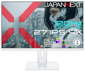 JAPANNEXT�b�W���p���l�N�X�g �Q�[�~���O�t���f�B�X�v���C(27�^/IPS(ADS)/4K UHD 3840×2160/120Hz/1ms/HDR400/HDMI2.1/DP1.4/USB TYPE-C/VESA)(�z���C�g) JN-IPS27G120U-HSPC6W