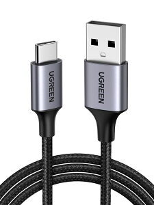 UGREEN�b���[�O���[�� QC3.0��FCP�Ή� 3A 480Mbps USB Type C �P�[�u�� USB A to USB C �P�[�u���i�u���b�N�E1m�j 60126