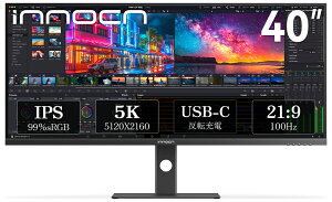 INNOCN�b�C�m�Z�� �N���G�C�^�[�t���f�B�X�v���C(40�^/IPS/5K2K 5120×2160/100Hz/7ms/HDR400/HDMI2.1/DP1.4/USB Type-C/VESA/PIP�EPBP�Ή�)�u���b�N 40C1U