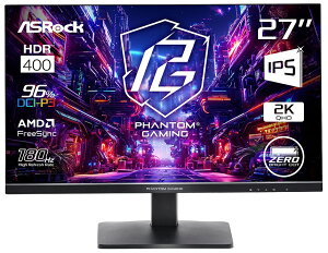 ASRock�b�A�X���b�N �Q�[�~���O�t���f�B�X�v���C(27�^/IPS/WQHD 2560×1440/180Hz/1ms/HDR400/HDMI2.0/DP1.4) Phantom Gaming PG27QFT1B
