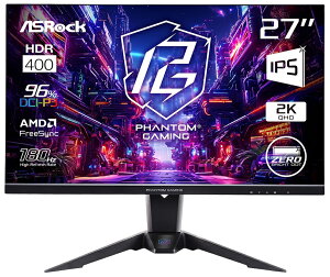 ASRock�b�A�X���b�N �Q�[�~���O�t���f�B�X�v���C(27�^/IPS/WQHD 2560×1440/180Hz/1ms/HDR400/HDMI2.0/DP1.4) Phantom Gaming PG27QFT2C