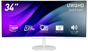 MSI�b�G���G�X�A�C �t���f�B�X�v���C(34�^/�Ȗʌ^/VA/UWQHD 3440 × 1440/120Hz/1ms/HDR/HDMI2.0b/DP1.4a/PIP�EPBP�Ή�/3�N�ۏ�)(�z���C�g) PRO-MP341CQW-E12