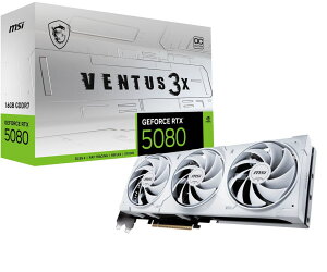 MSI�b�G���G�X�A�C MSI GeForce RTX 5080 16G VENTUS 3X OC WHITE / PCI Express 5.0 �O���t�B�b�N�X�{�[�h�i�z���C�g�j 5080VENTUS3X/W