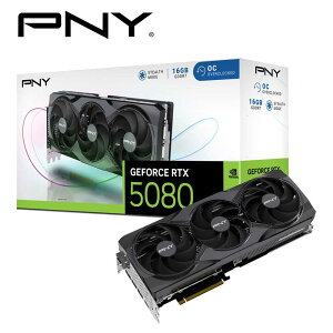 PNY�b�s�[�G�k���C PNY GeFORCE RTX 5080 16GB Overclocked TripleFan / PCI Express 5.0 �O���t�B�b�N�X�{�[�h�i�u���b�N�j VCG508016TFXPB1-O