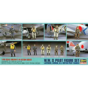 ハセガワ 1/48 WW2パイロットフィギアセット (日・独・米・英) (模型 
