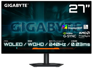 GIGABYTE�b�M�K�o�C�g �Q�[�~���O�t���f�B�X�v���C(27�^/WOLED/WQHD 2560×1440/240Hz/0.03ms)(�u���b�N) GO27Q24G
