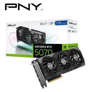 PNY�b�s�[�G�k���C PNY GeFORCE RTX 5070 12GB Overclocked TripleFan / PCI Express 5.0 �O���t�B�b�N�X�{�[�h�i�u���b�N�j VCG507012TFXPB1-O
