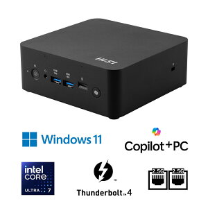 MSI�b�G���G�X�A�C �����^ �f�X�N�g�b�v�p�\�R�� Cubi NUC AI+ 2MG (Windows 11 Pro/Core Ultra 7 258V/������ 32GB/SSD 1TB) Cubi NUC AI+ 2MG-064JP